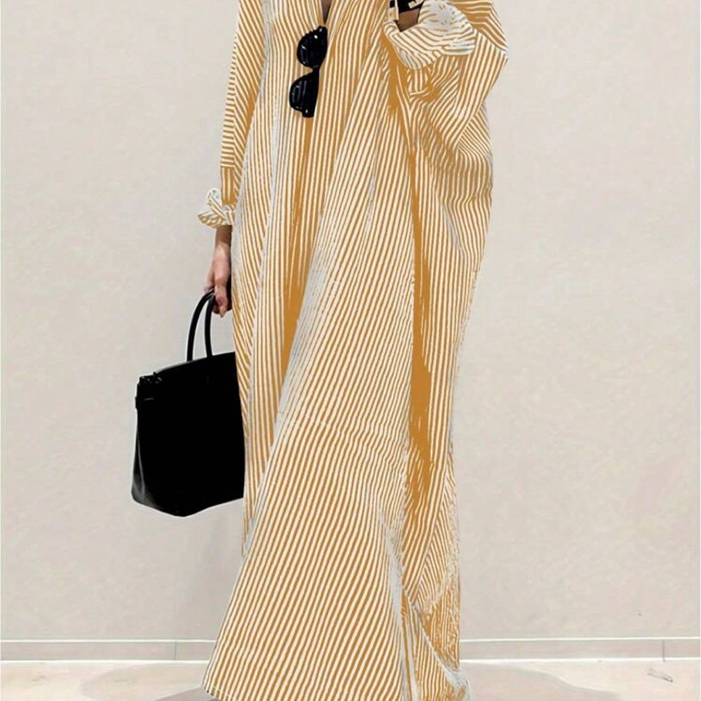 SHEIN Mustard Striped Maxi Dress
